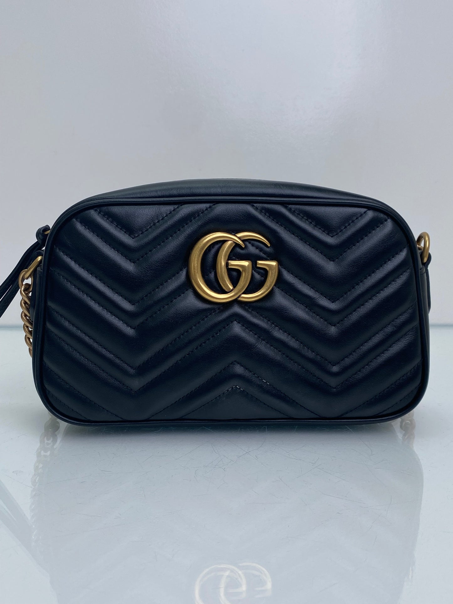 Gucci Marmont Black Large Camera Bag GHW