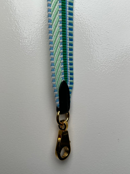 Hermes Teal & White Sangle Strap GHW