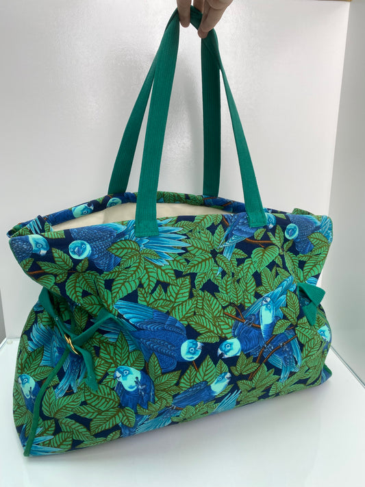 Hermes Green & Blue Birds Large Tote