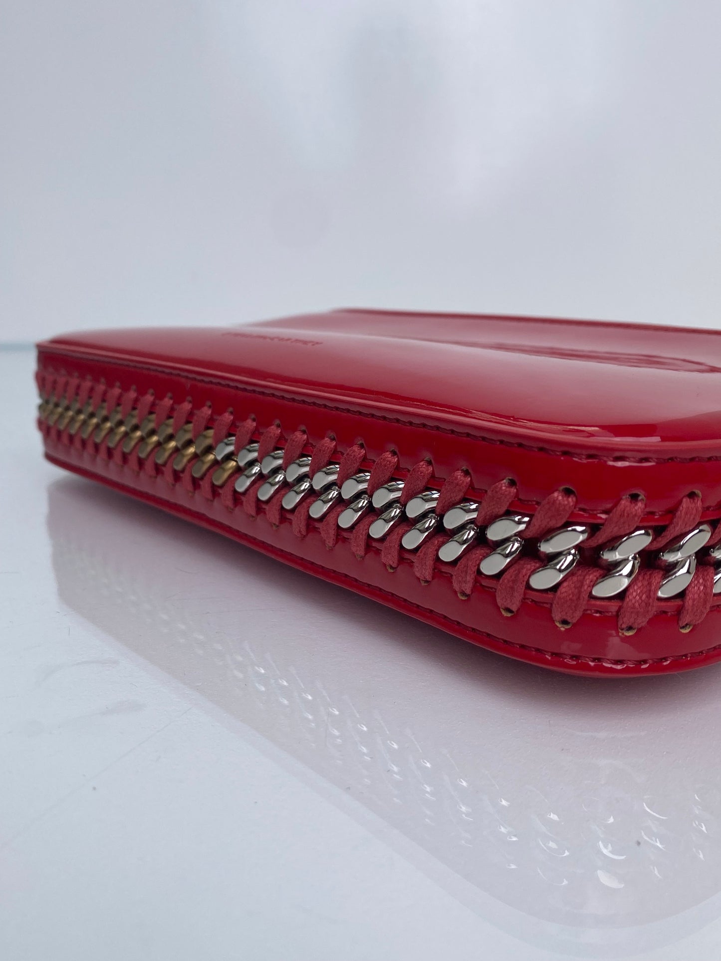 Stella McCartney Red Frayme Patent Faux Leather Shoulder Bag TTHW