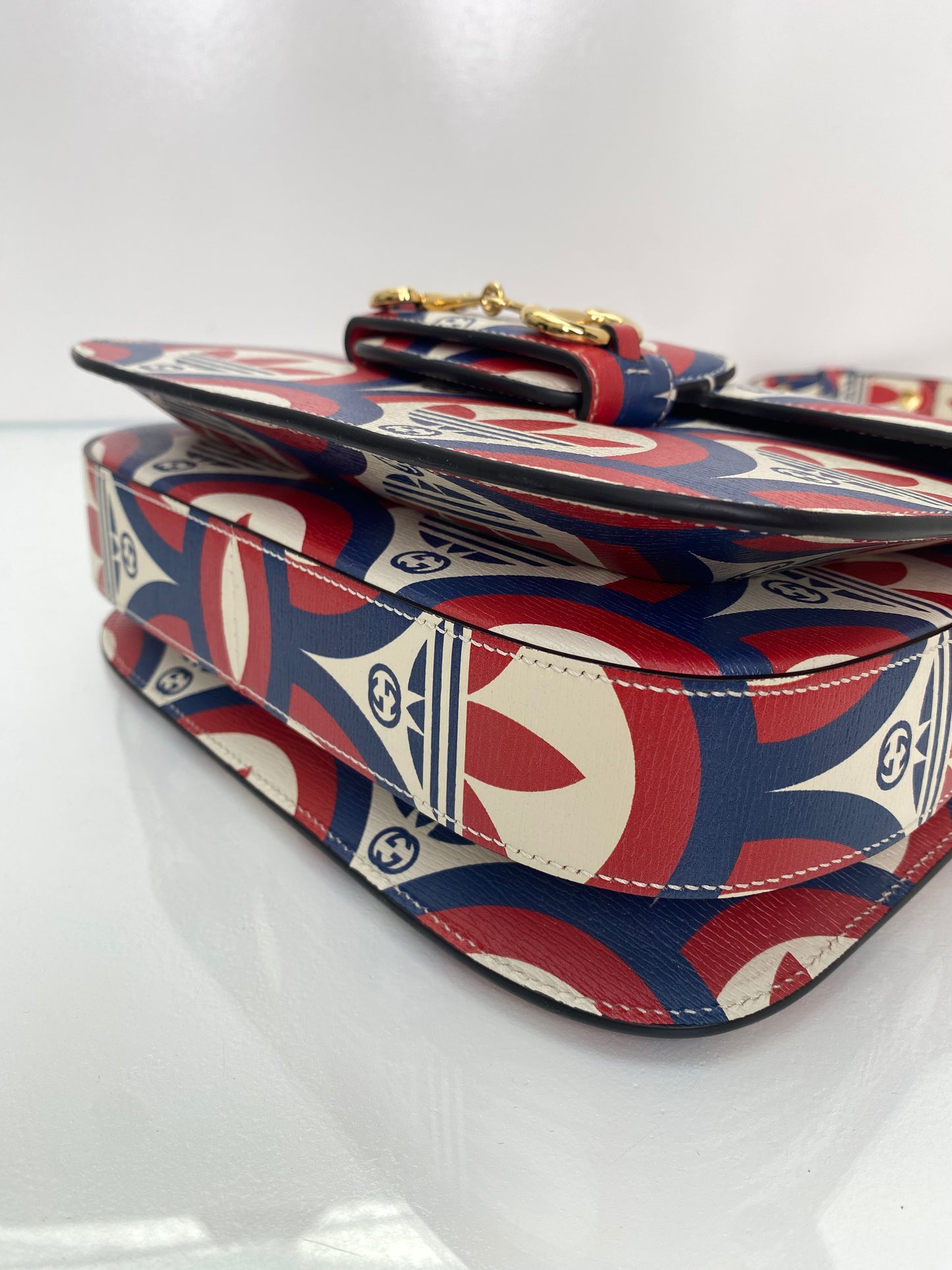 Gucci x Adidas Red, White, & Blue Horsebit 1955 Shoulder Bag GHW