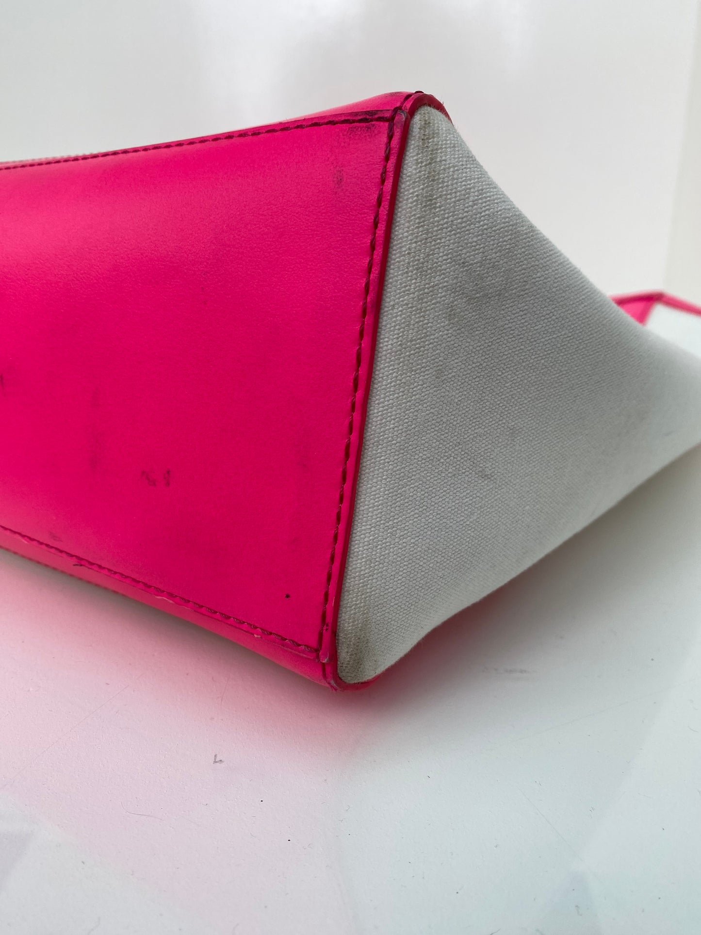 Balmain Neon Pink & White Canvas Army 42 Tote Bag (As Is)