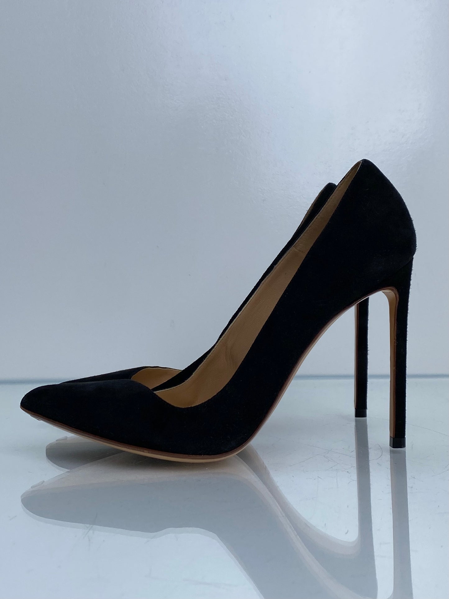 Francesco Russo Black Pointed Toe Heels, 37.5