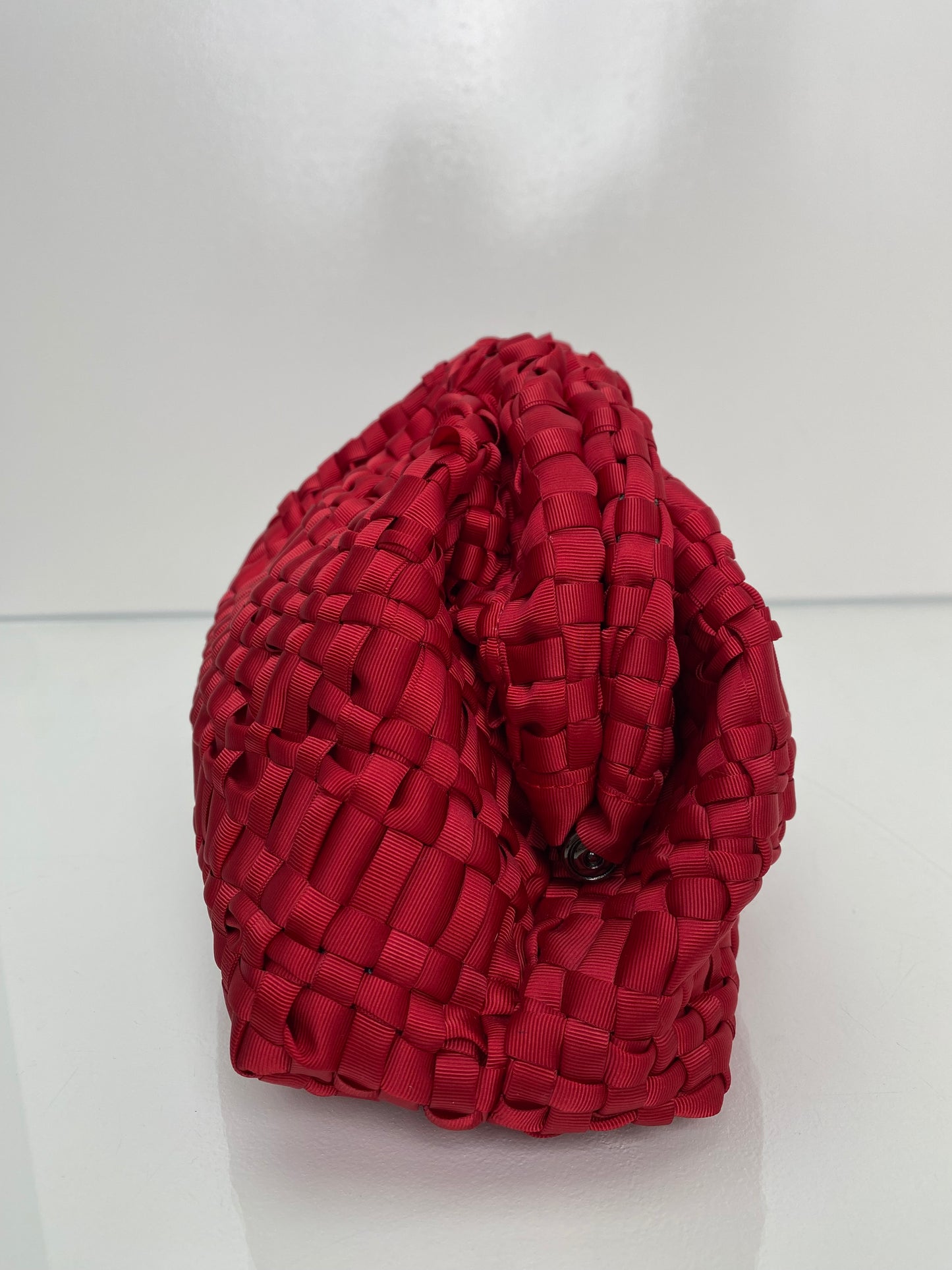 Maria La Rosa Red Woven Clutch
