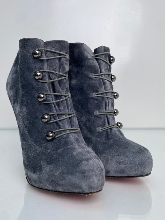 Christian Louboutin Grey Suede Booties, 41
