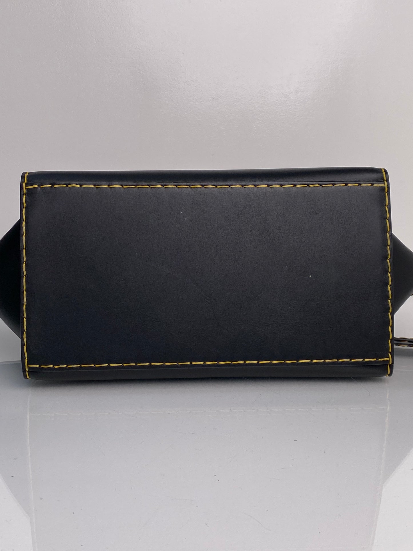 Celine Trapeze Black Leather Stitched Purse