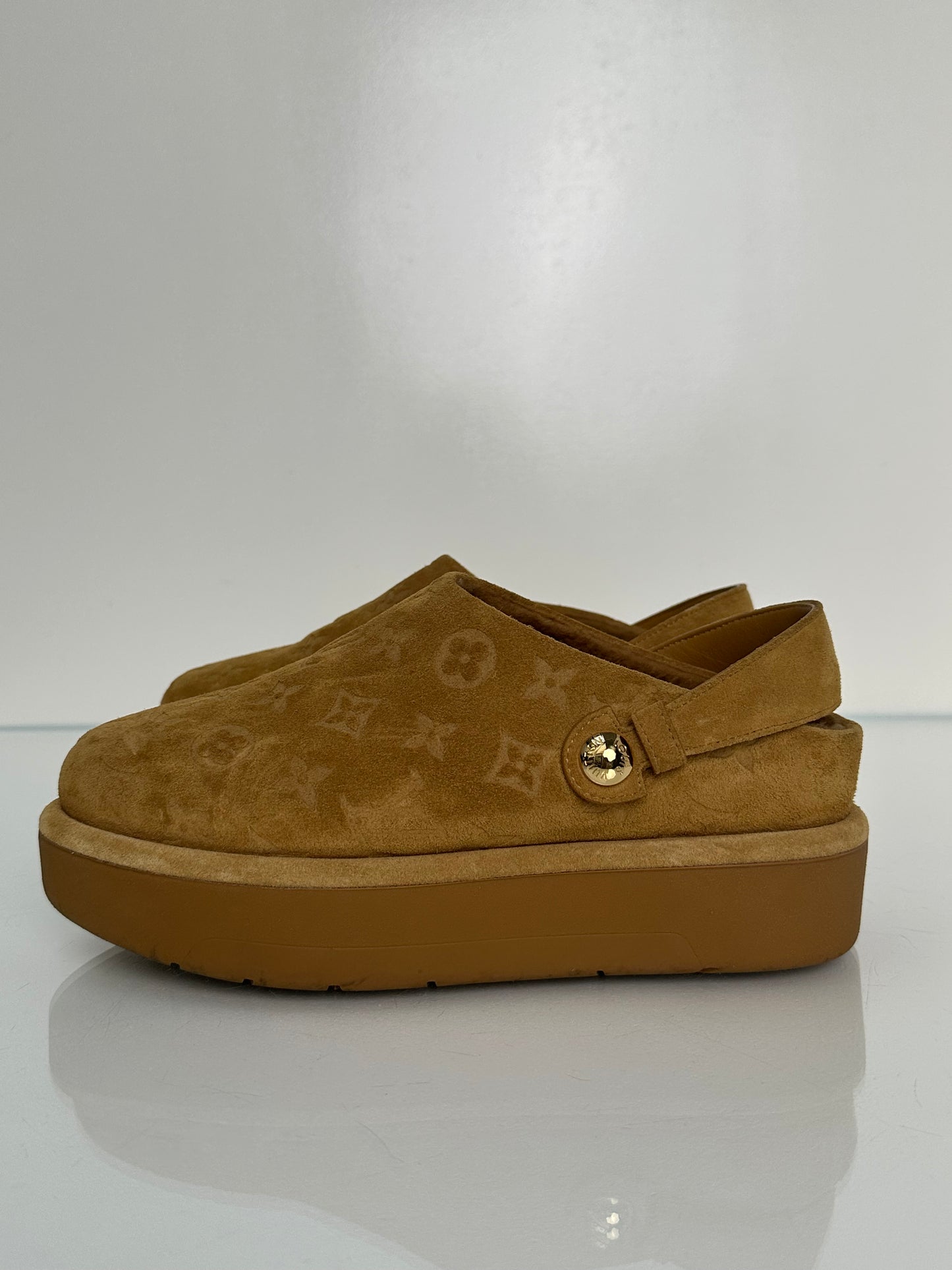Louis Vuitton Chestnut Aspen Platform Clogs, 39