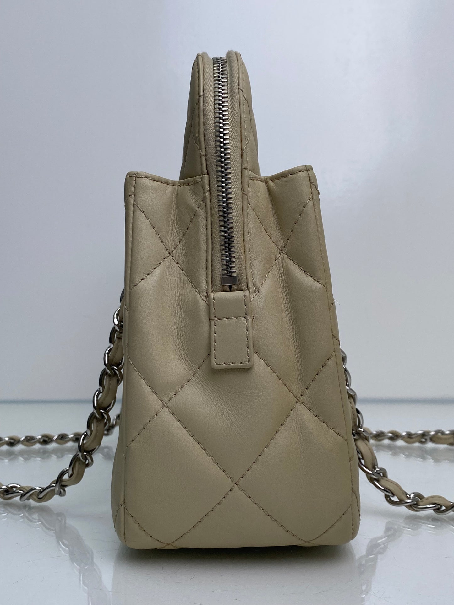 Chanel Light Beige CC Quilted Tote SHW #15