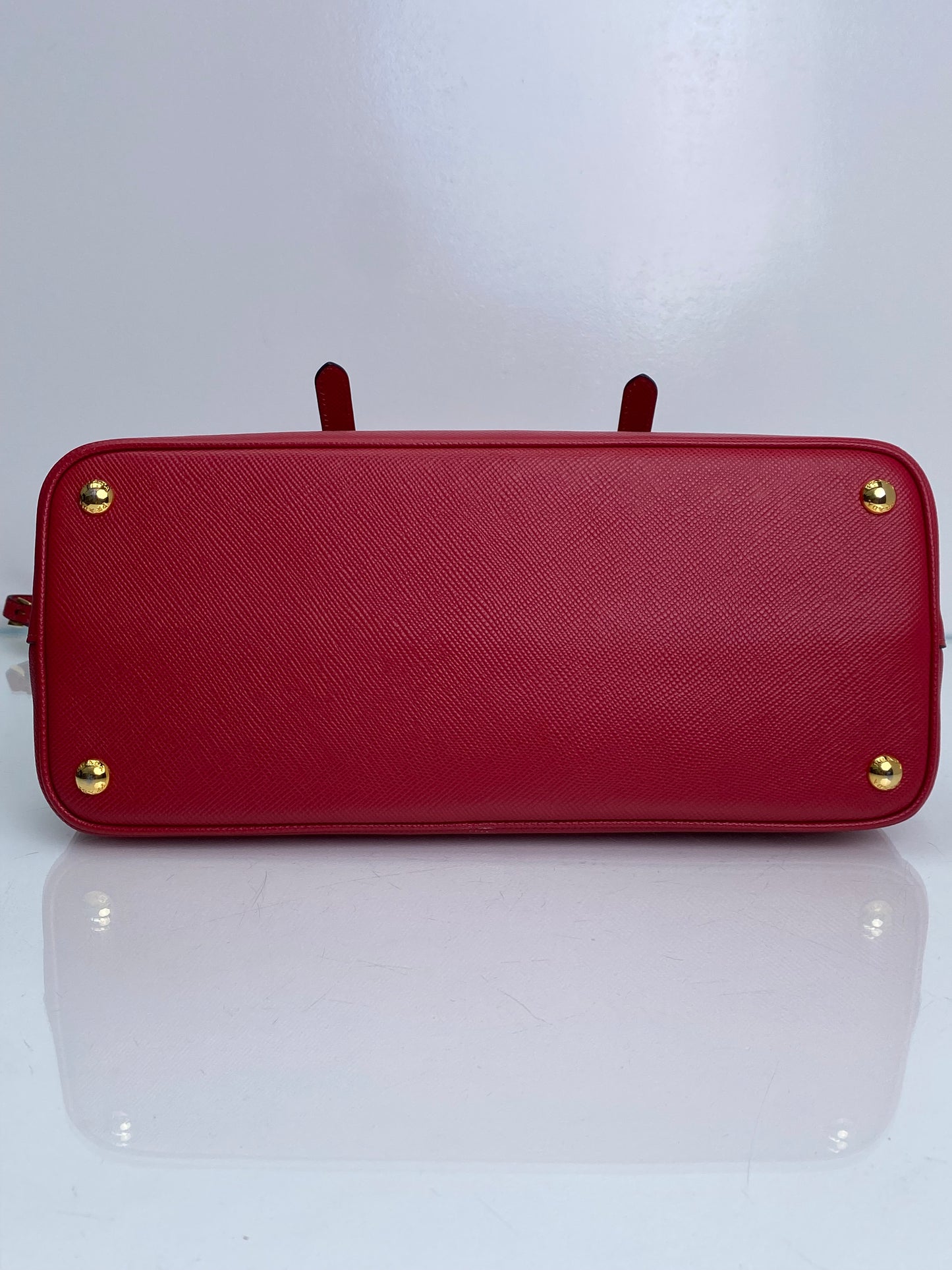 Prada Red Saffiano Cuir Double Tote Bag GHW