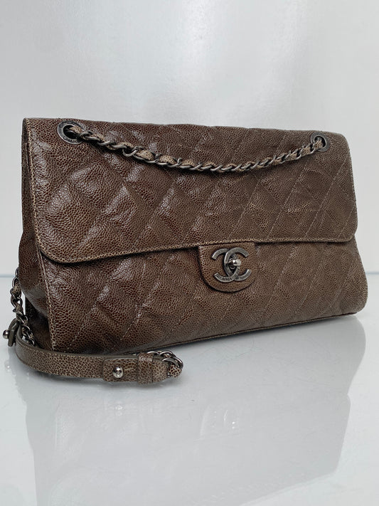 Chanel Brown Crave Jumbo CC Flap Bag SHW #19