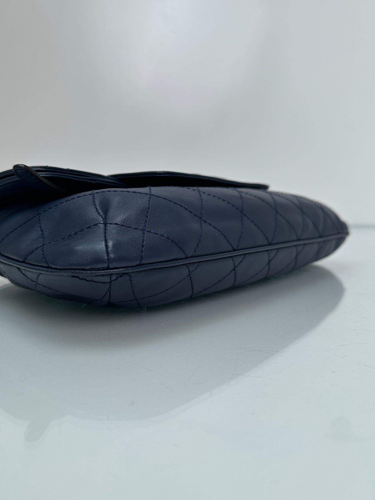 Chanel Blue Lambskin Quilted CC Clutch SHW #14
