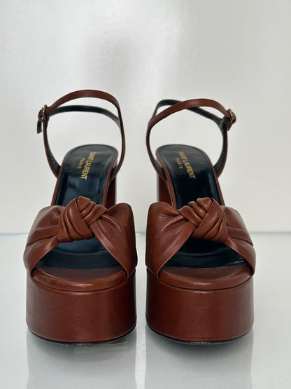 Saint Laurent Bianca Knotted Brown Heel, 38