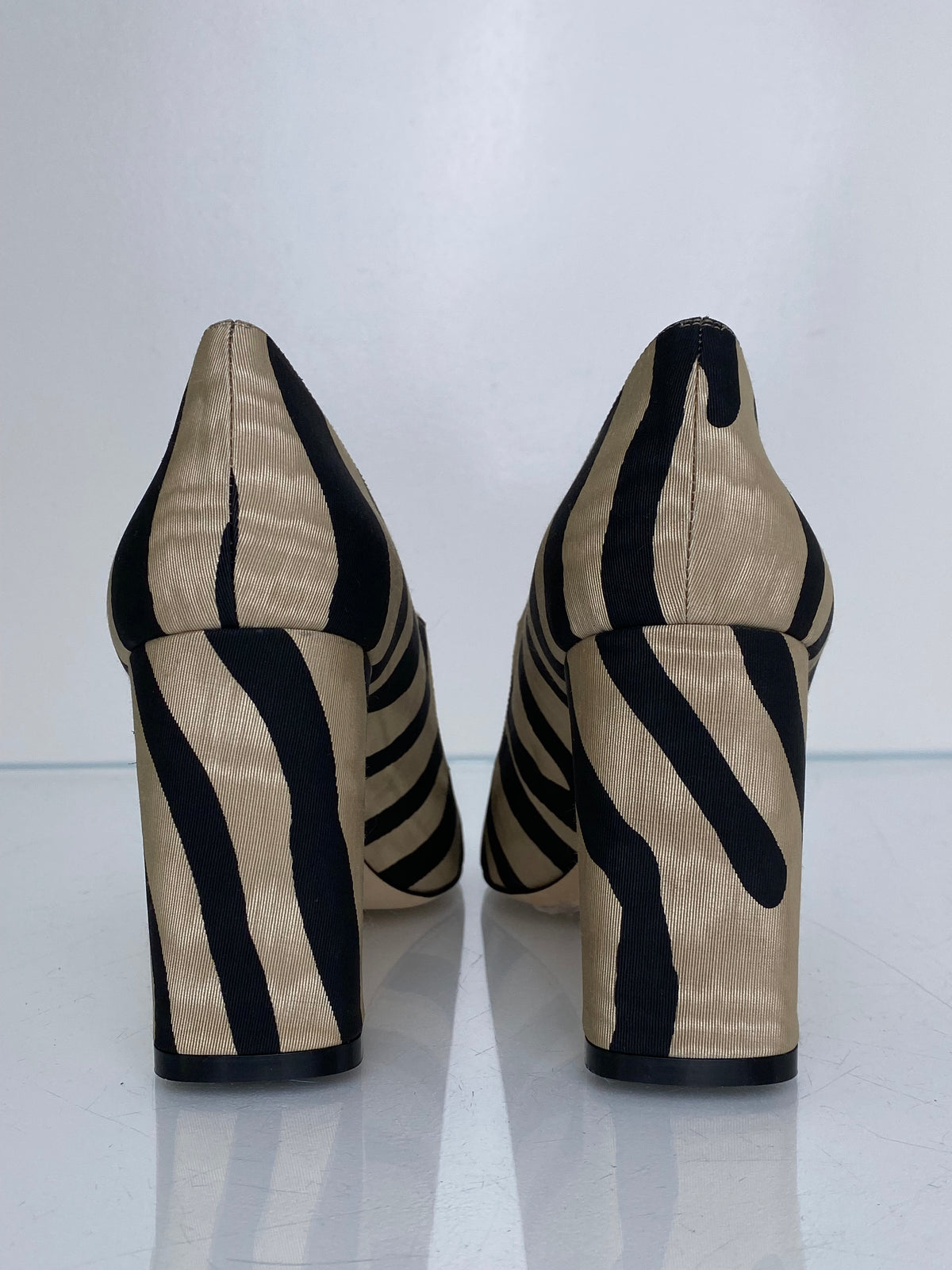 Stuart Weitzman Black & Tan Zebra Heels, 8B