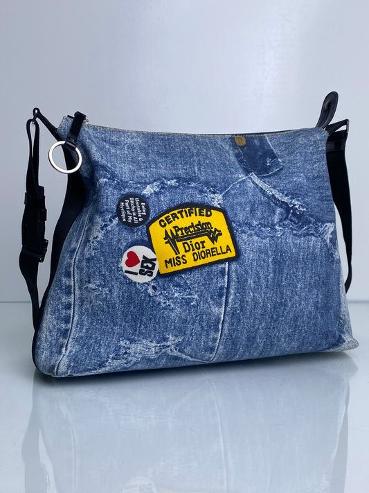 Christian Dior Miss Diorella Denim Print Messenger Bag SHW