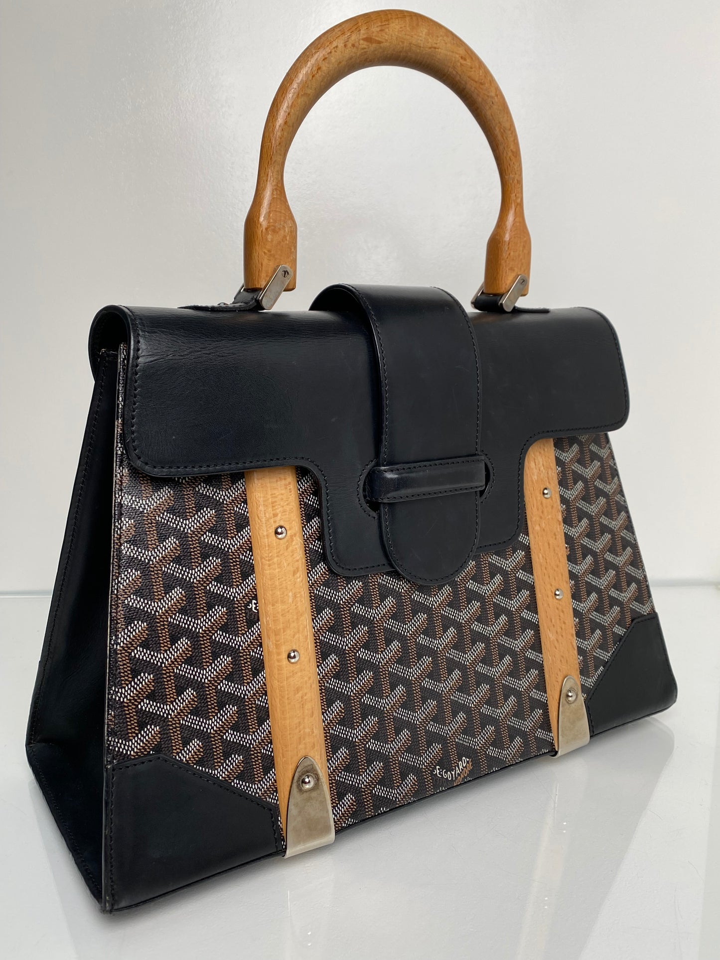 Goyard Black PM Goyardine Top Handle Tote Bag SHW