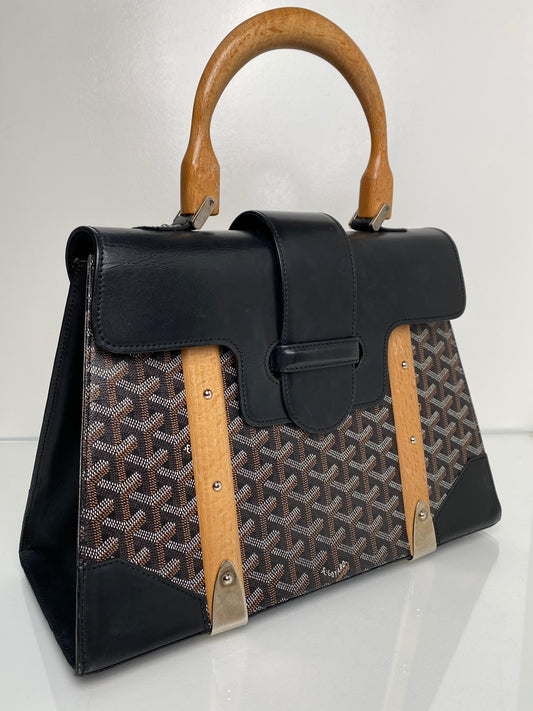 Goyard Black PM Goyardine Top Handle Tote Bag SHW
