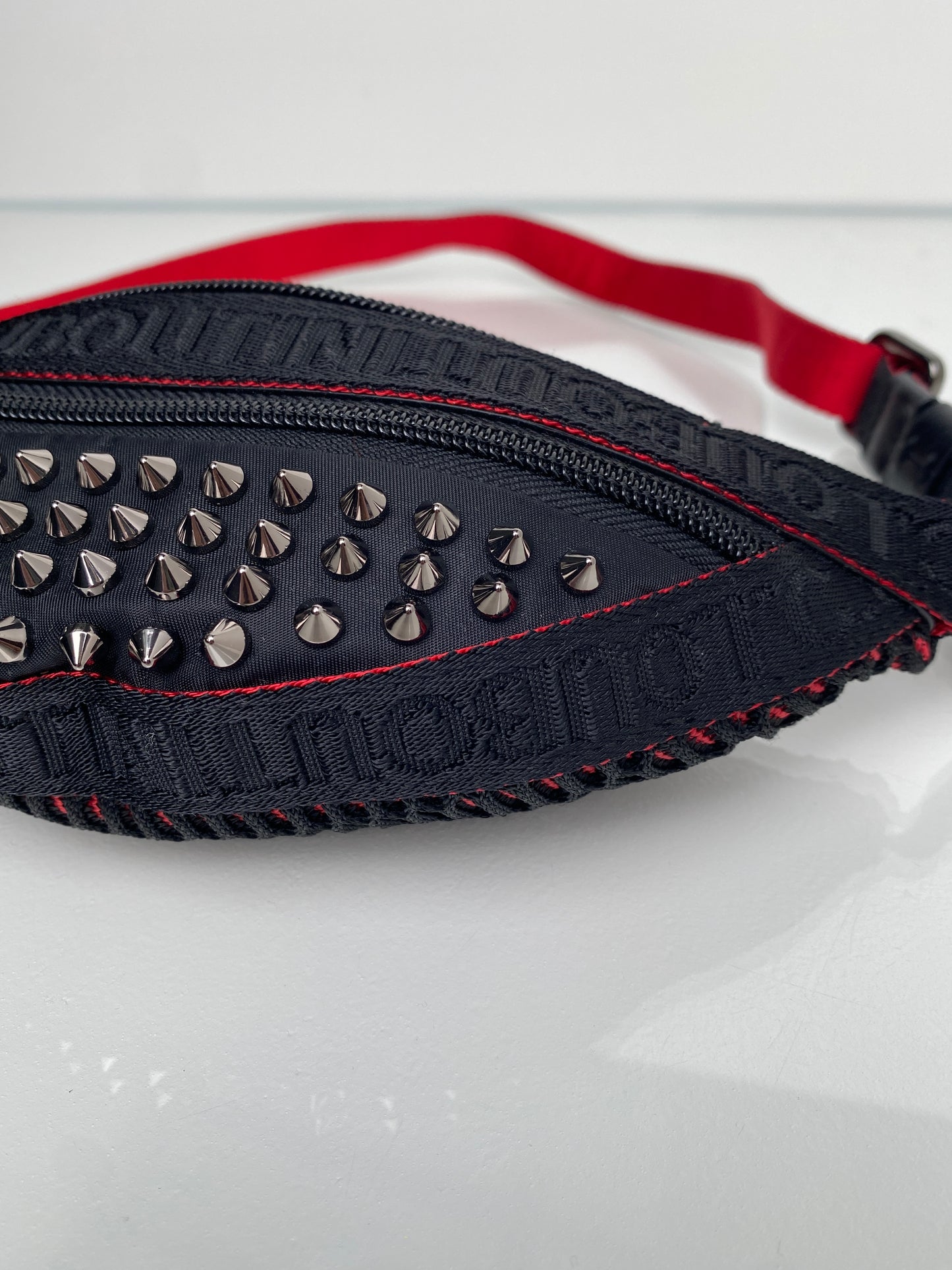 Christian Louboutin Black & Red Studded Bum Bag