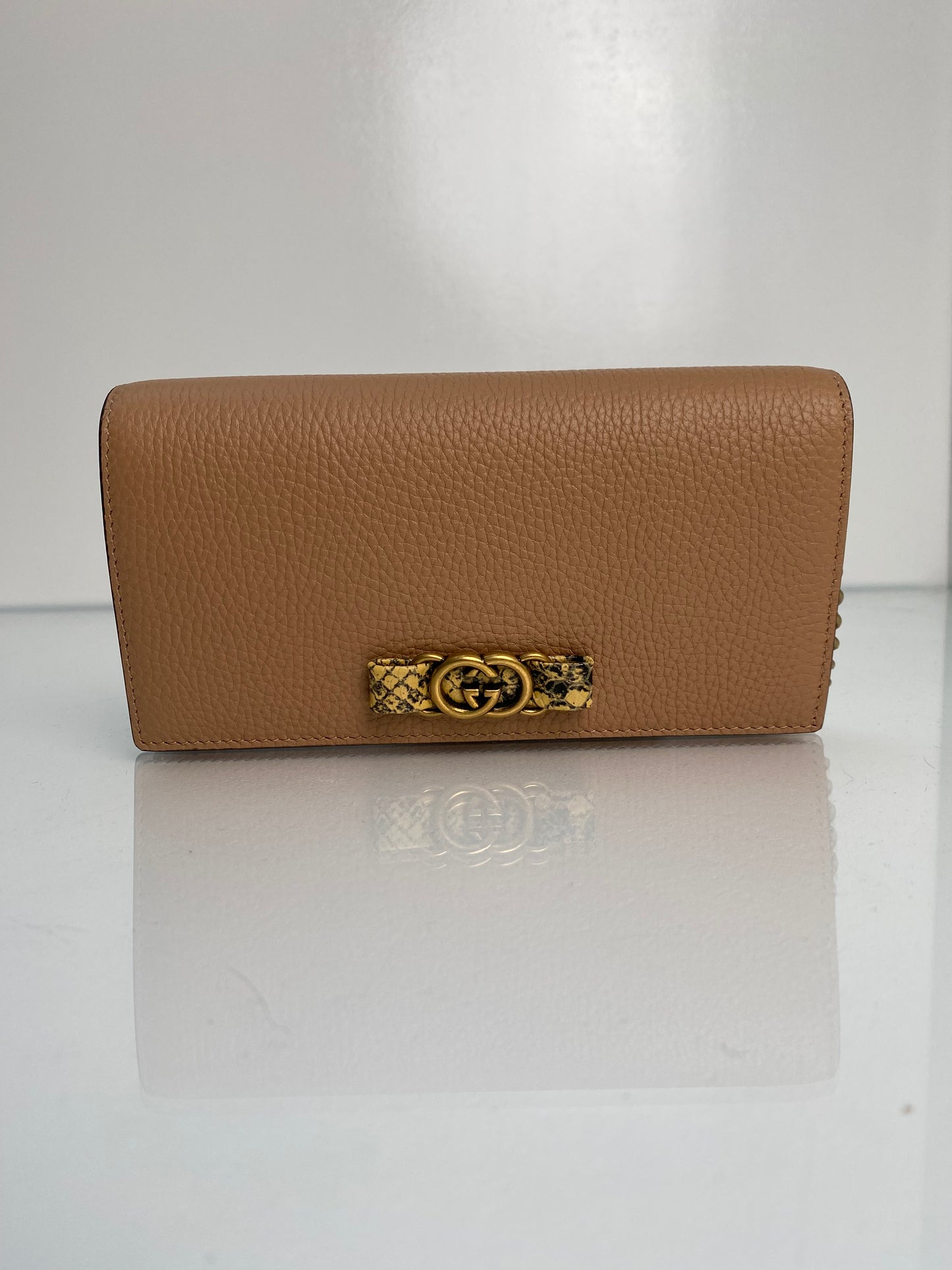 Gucci Light Pink/Beige Leather & Python GG Crossbody Bag