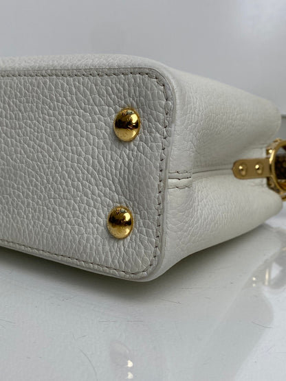 Louis Vuitton White / Snakeskin Capucine Bag GHW