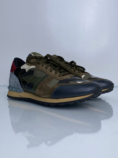 Valentino Men’s Green & Gray Camo Suede Sneakers, 43