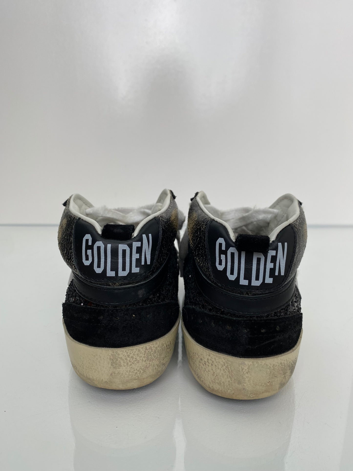 Golden Goose Black Sparkle High-Top Sneakers, 36