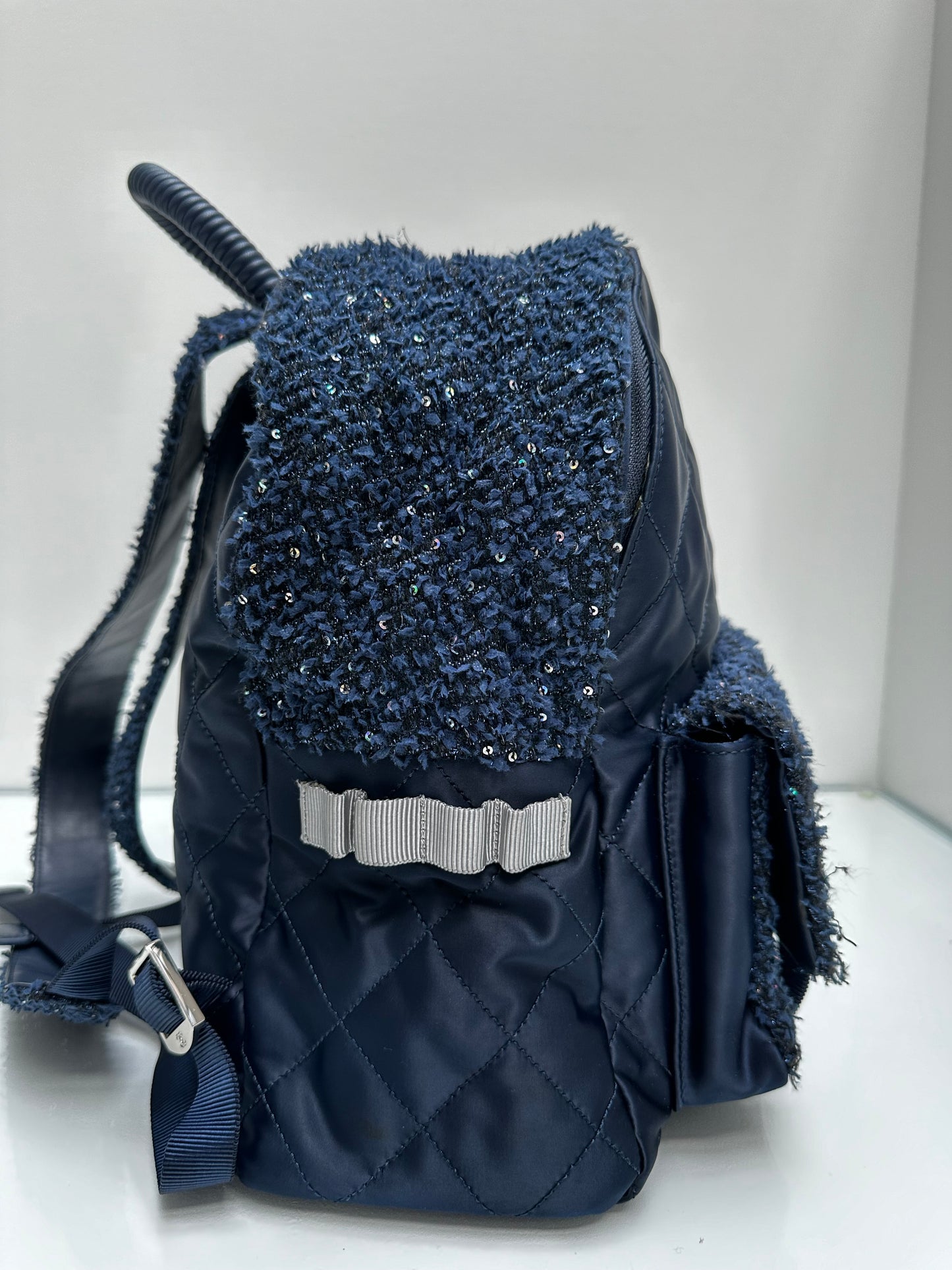 Chanel Navy Nylon & Sequin Backpack SHW