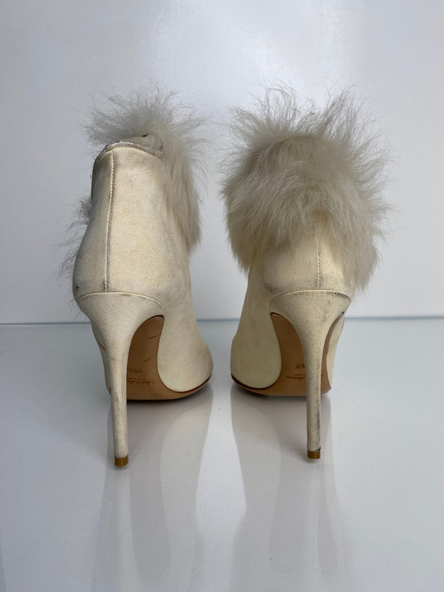 Ralph Lauren Cream Suede & Furry Heels, 38.5