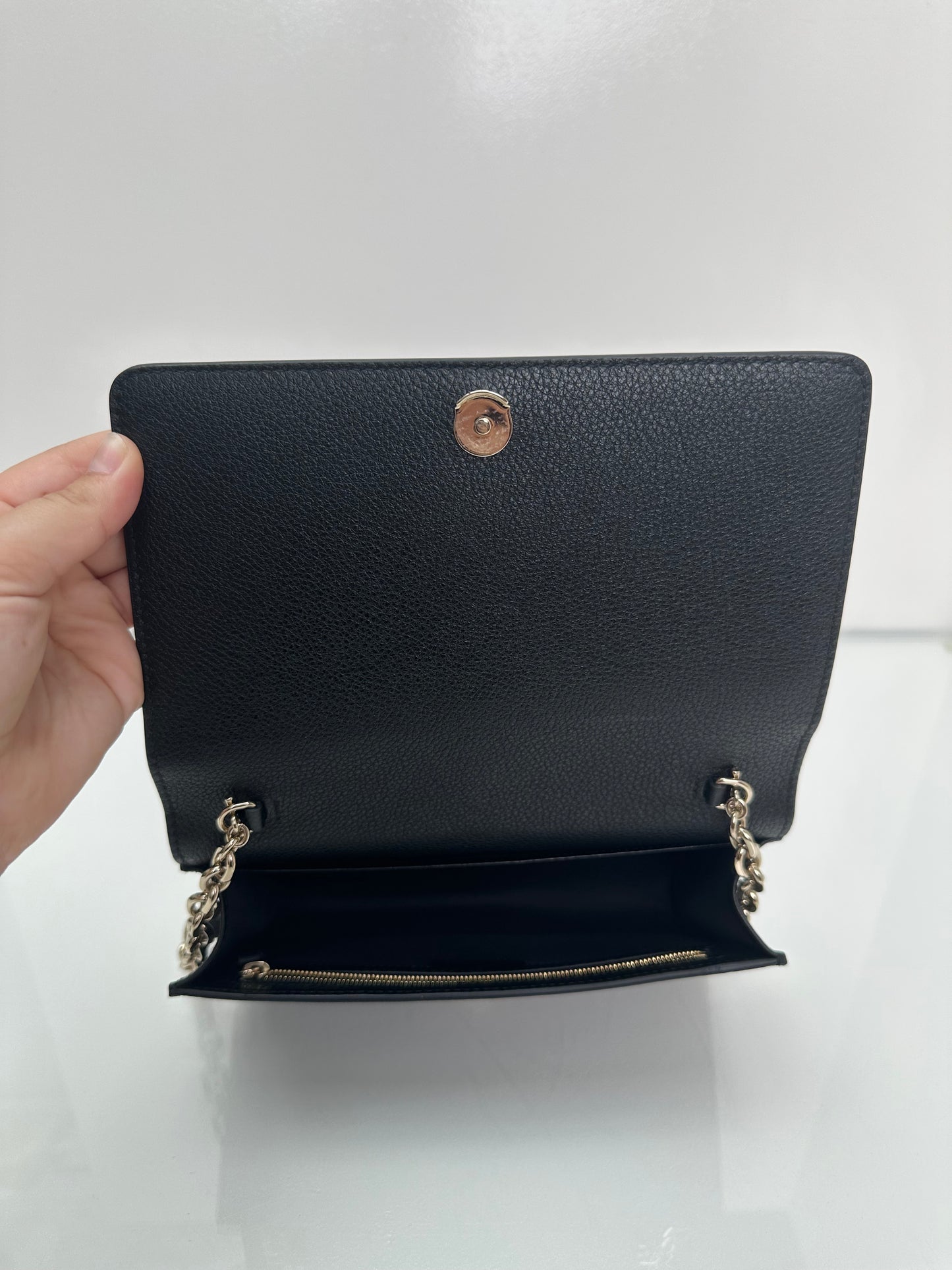 Gucci Black GG Emblem Wallet On Chain Crossbody Bag GHW