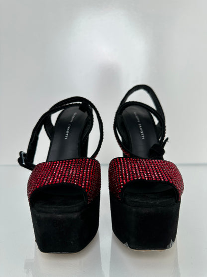 Giuseppe Zanotti Red Jeweled Heels, 37