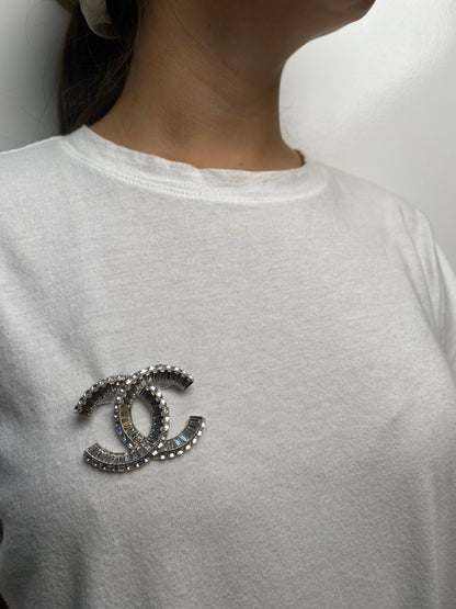 Chanel Crystal CC Baguette Brooch