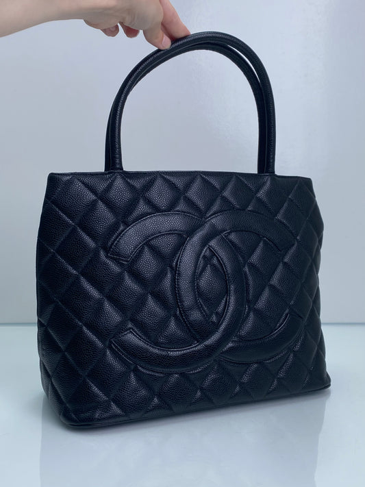Chanel Medallion Black Caviar Medium Tote SHW