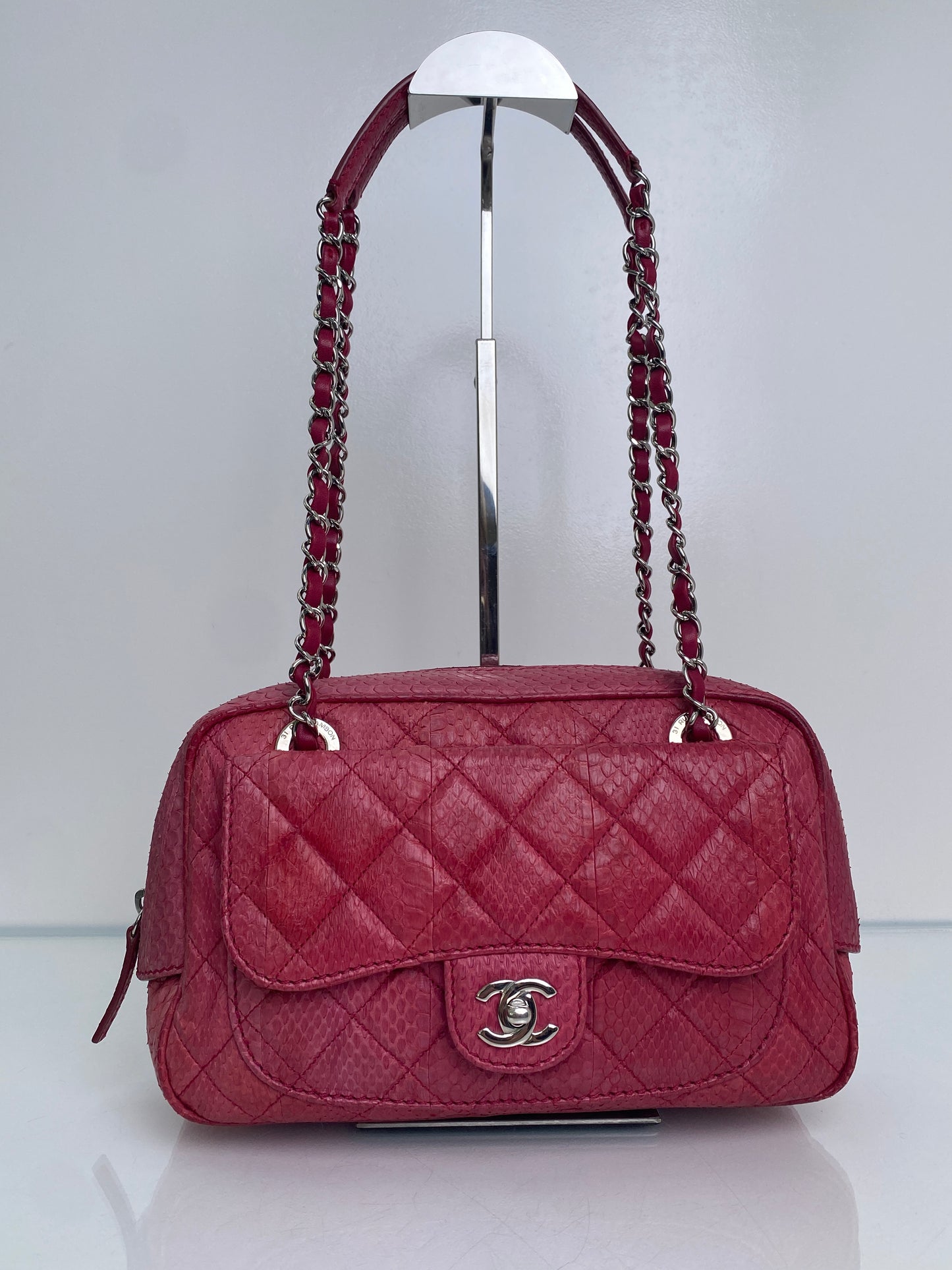 Chanel Pink Python Camera Shoudler Bag SHW