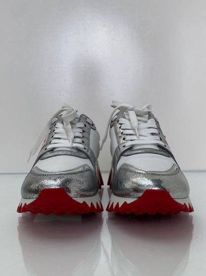 Christian Louboutin Loubishark White, Silver & Red Sneakers, 39