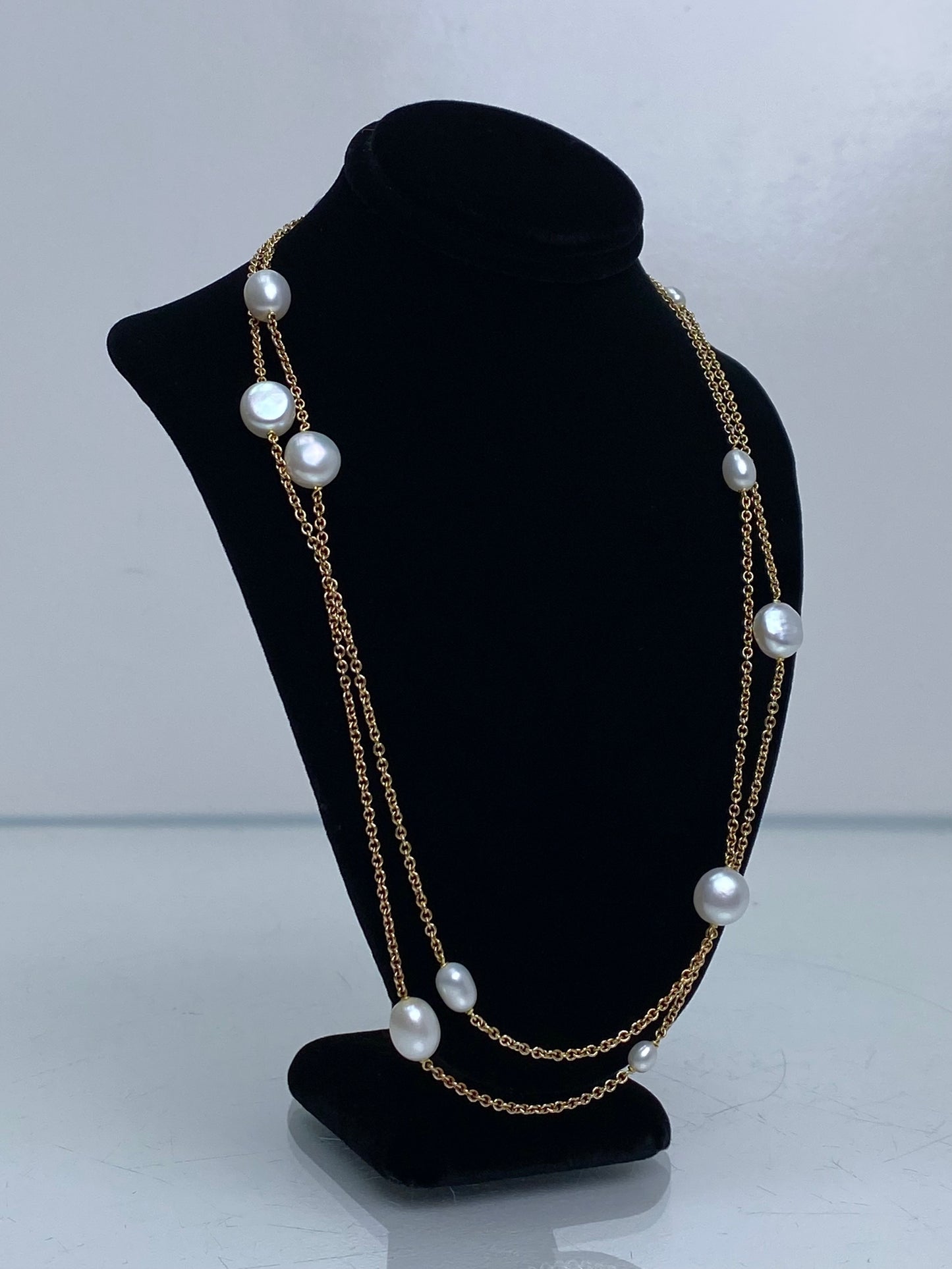 Tiffany & Co Elsa Peretti 18KY Pearl By The Yard Necklace
