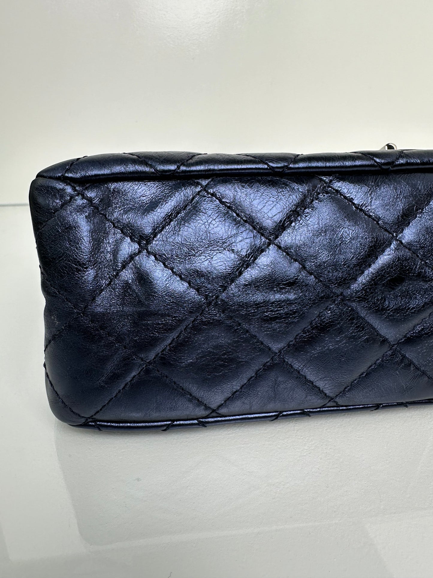 Chanel Classic Reissue 227 Blue Metallic Aged Calfskin Double Flap SHW