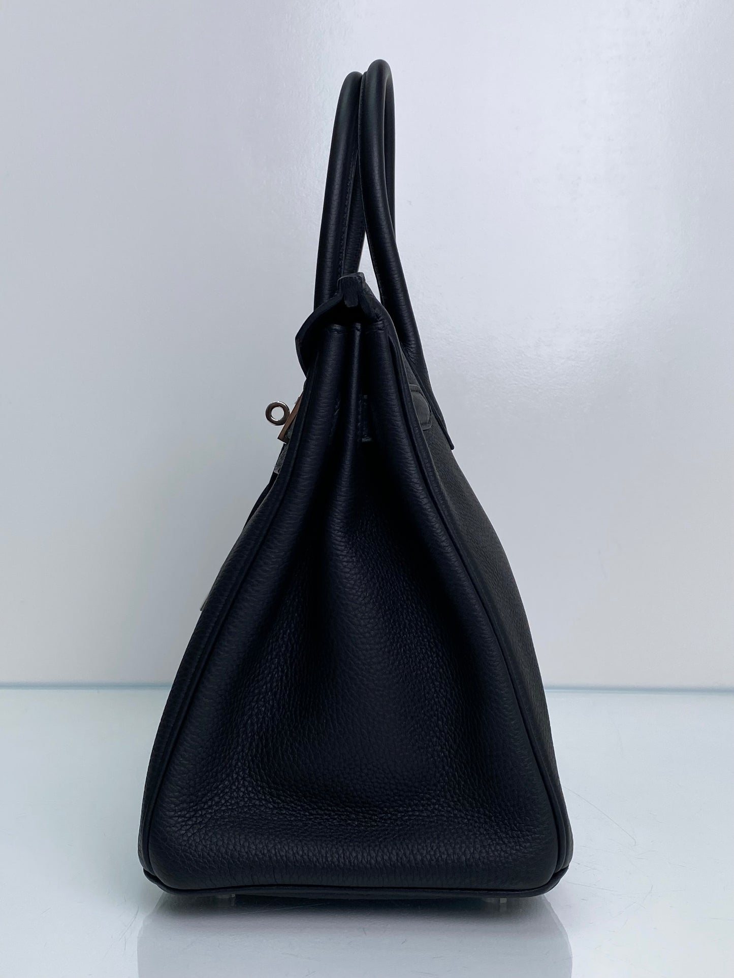 Hermes Birkin 30 Black Clemence PHW #Y