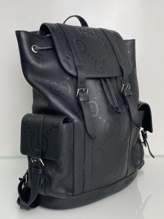 Gucci Black Jumbo GG Leather Backpack SHW