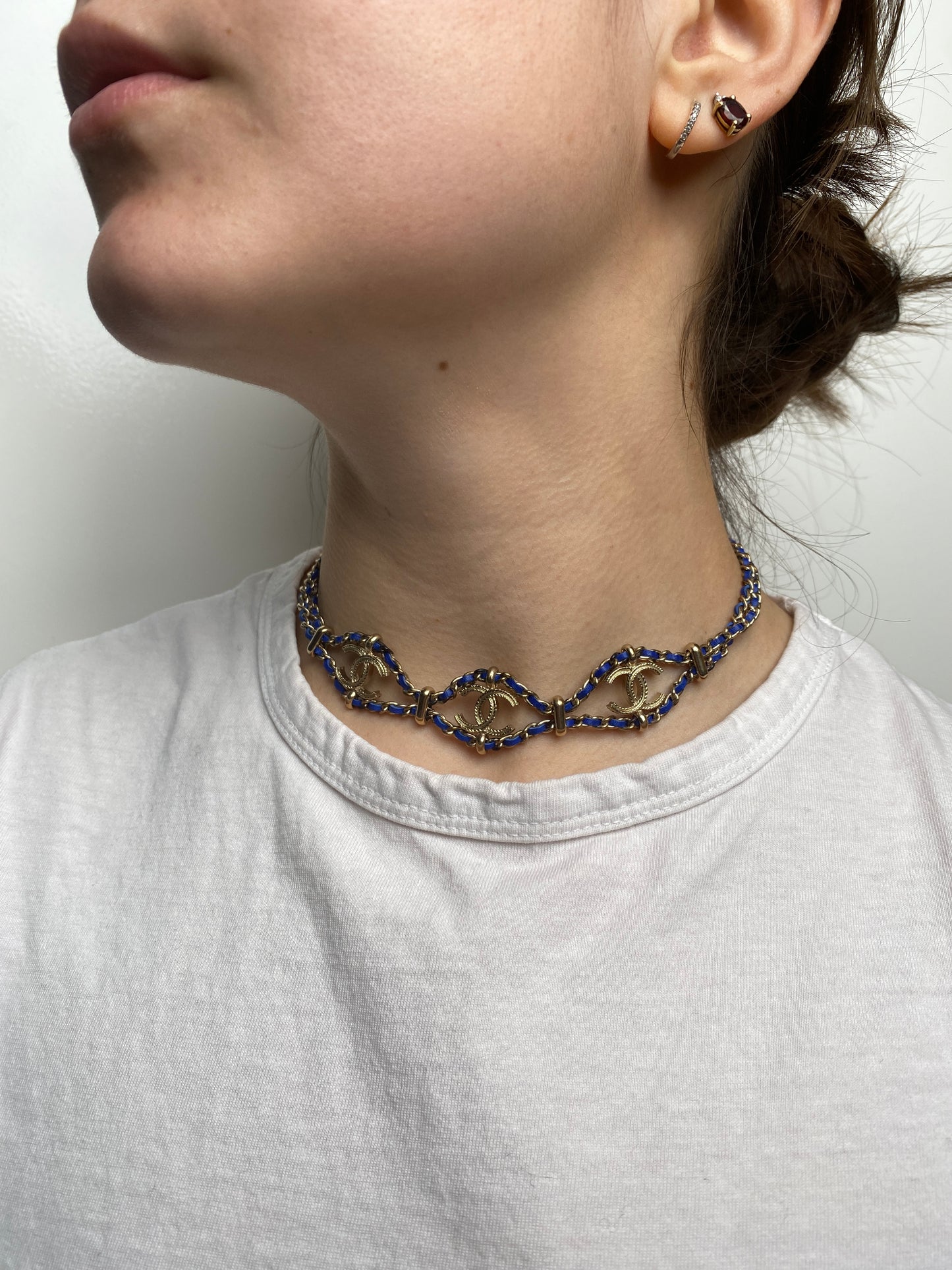 Chanel CC Blue Chain & Gold CC Necklace