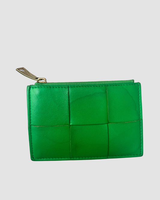 Bottega Veneta Green Leather Card Case