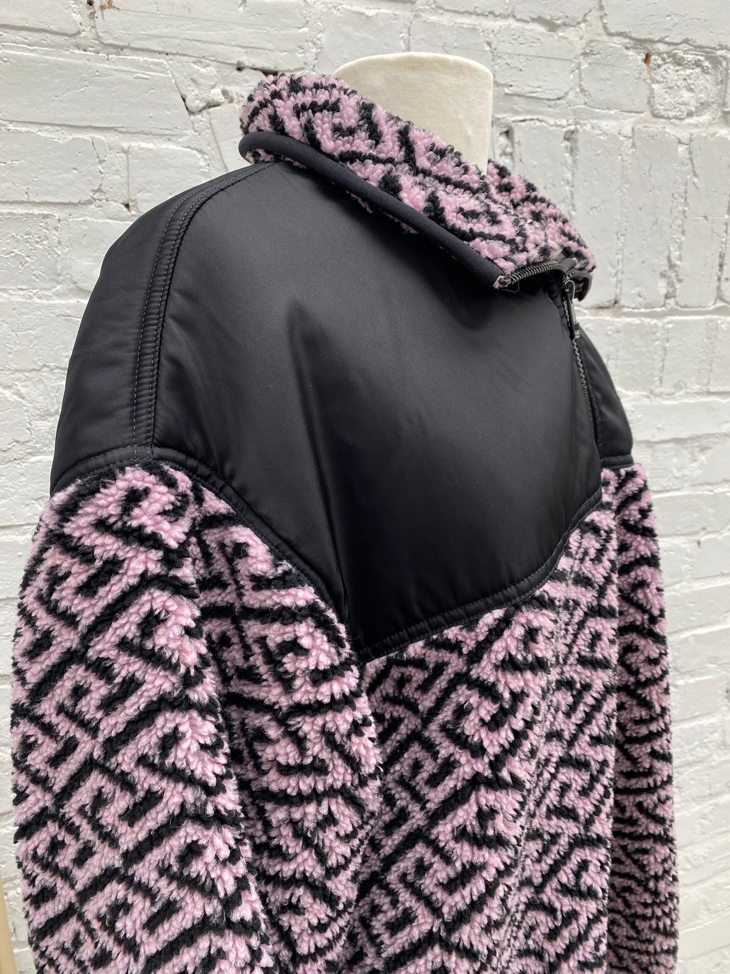 Versace Pink & Black Sherpa Pullover, 58