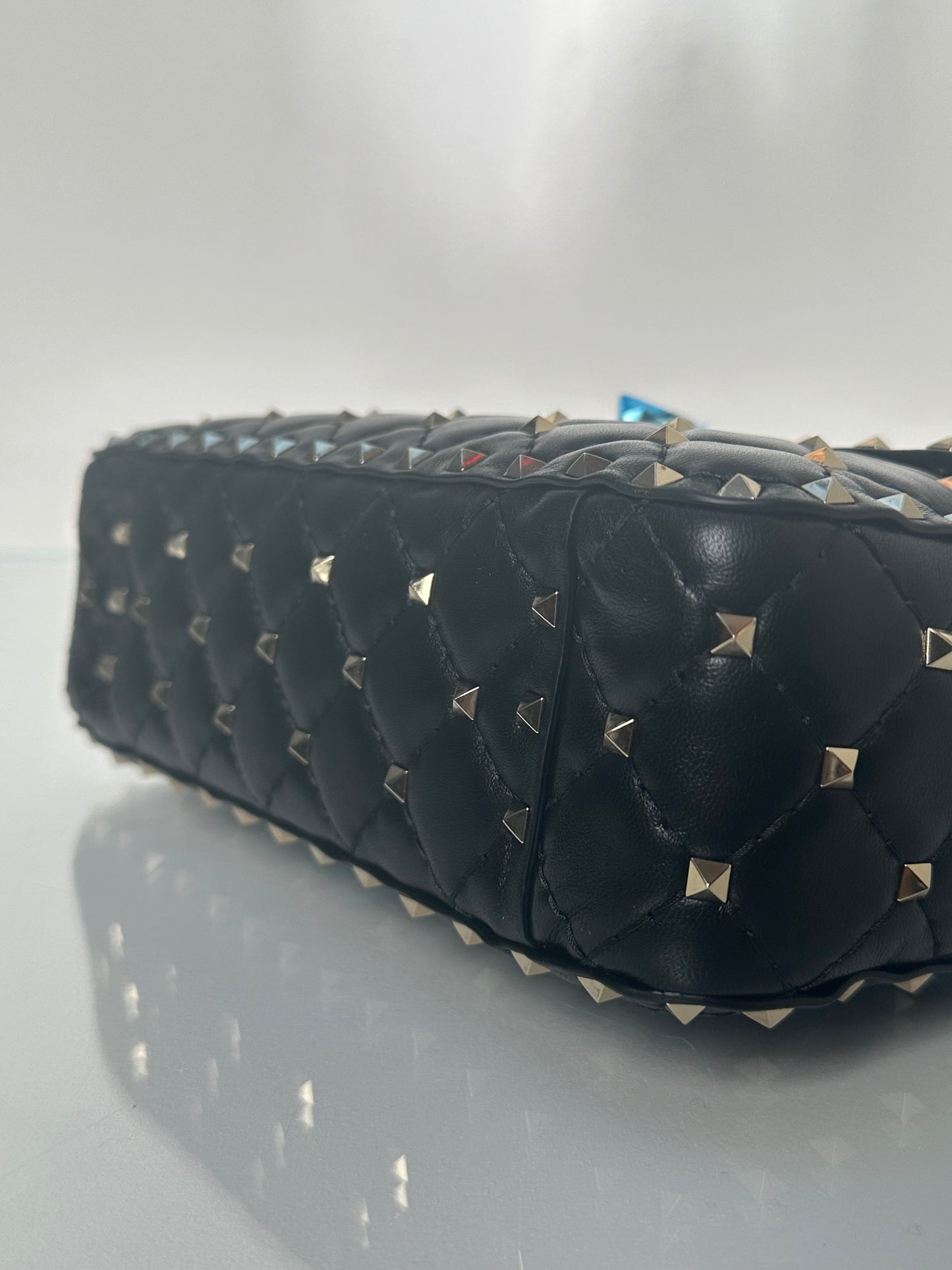 Valentino Black Rockstud Top Handle Crossbody Bag GHW