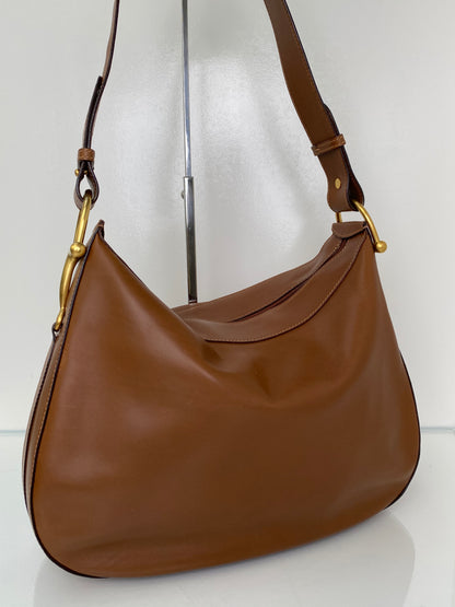 Gucci Brown Horsebit Buckle Hobo Tote GHW