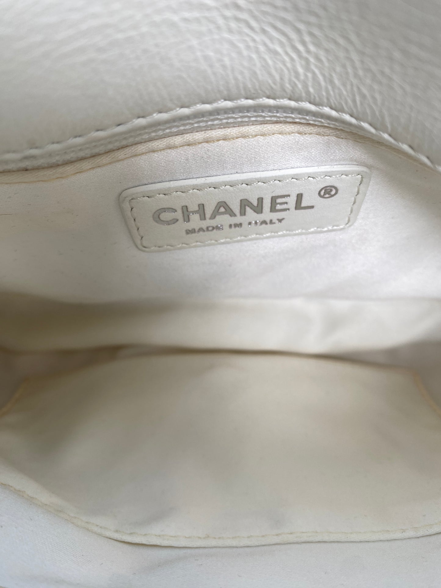 Chanel White Lambskin Quilted 3 Flap Bag SHW #19