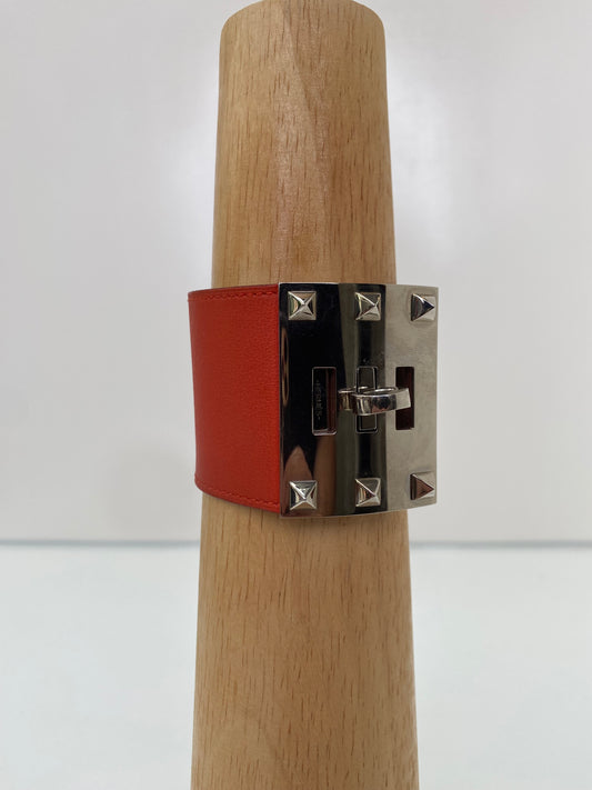 Hermes Kelly Dog Bracelet Orange PHW