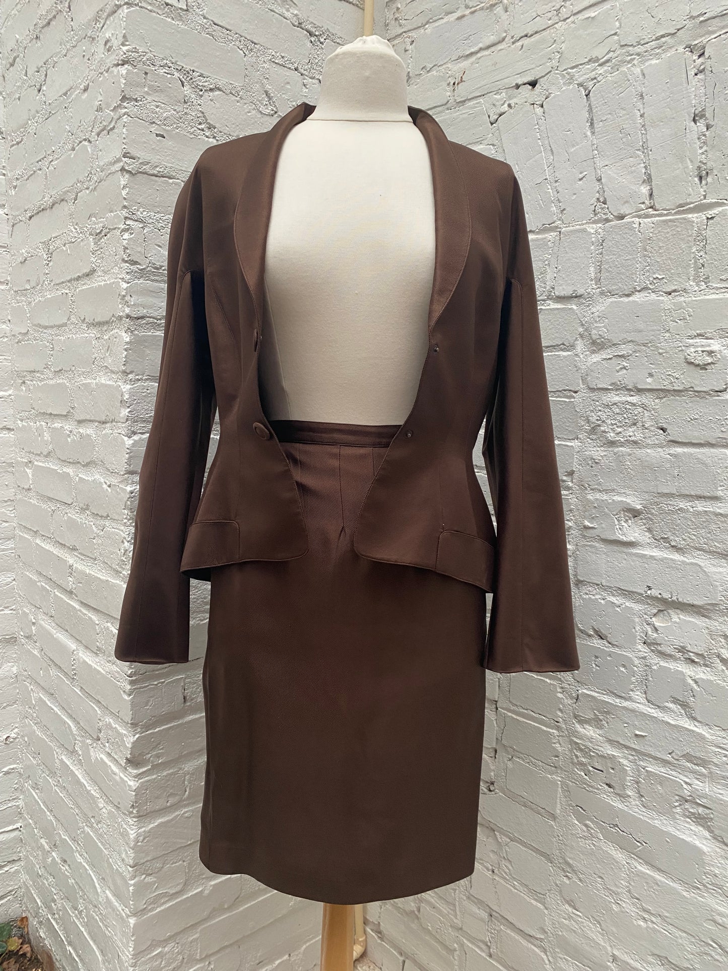 Thierry Mugler Vintage Brown Suit Jacket & Skirt, 40