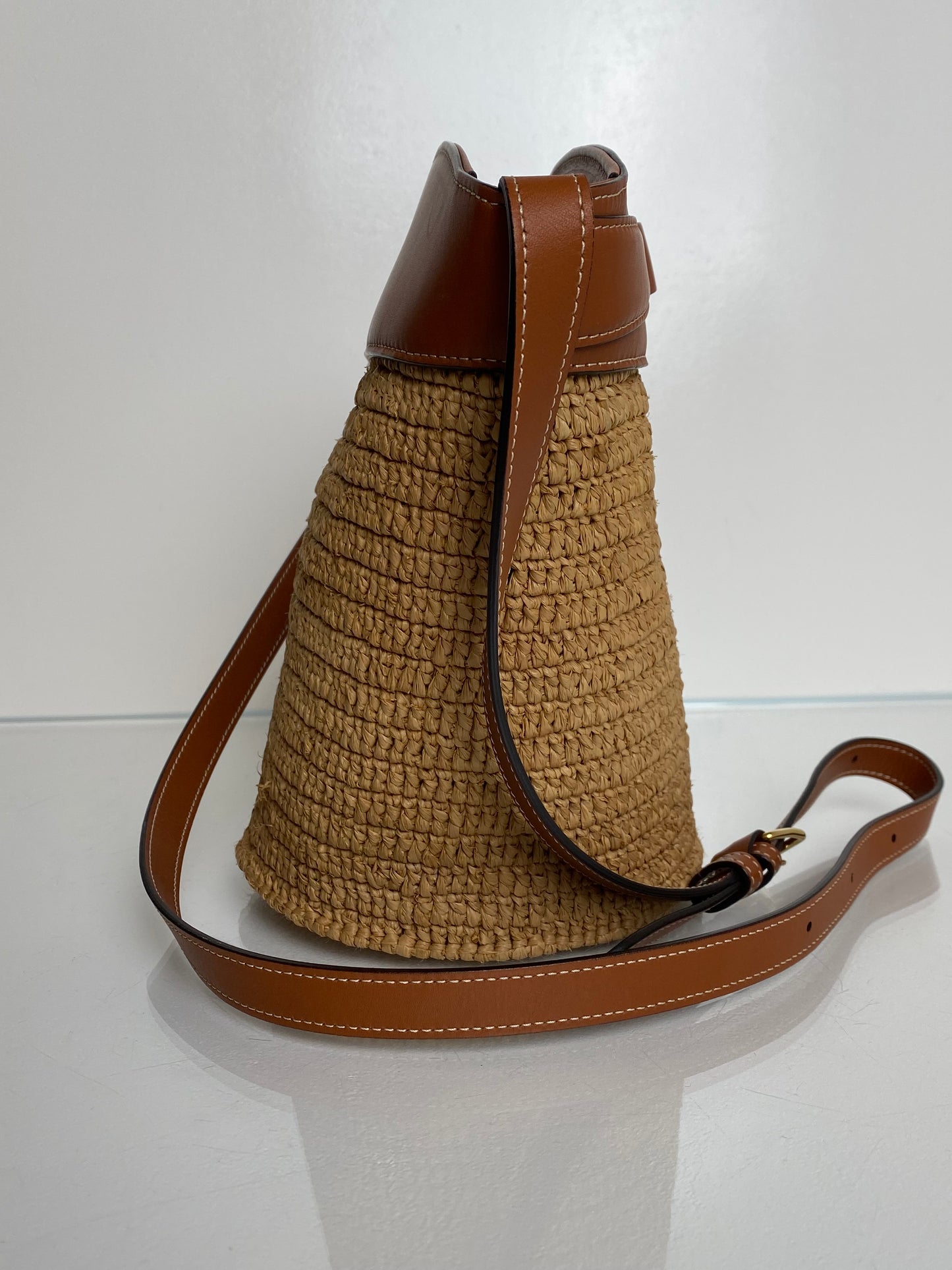 Celine Crecy Raffia Bucket Bag