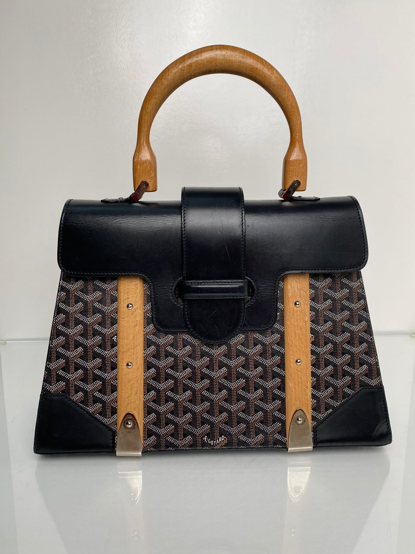 Goyard Black PM Goyardine Top Handle Tote Bag SHW