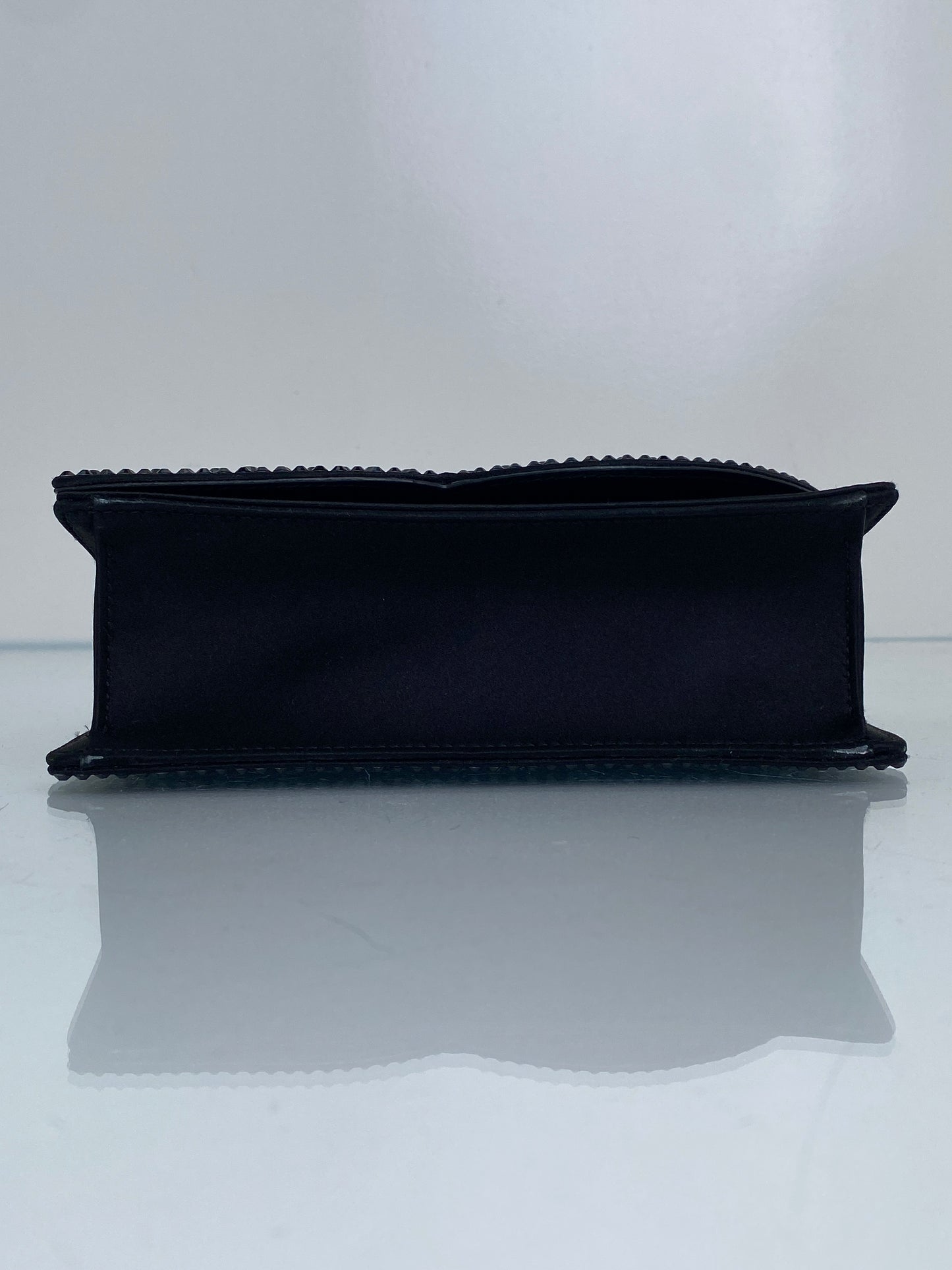 Dolce & Gabbana Black Crystal Logo Satin Clutch GHW
