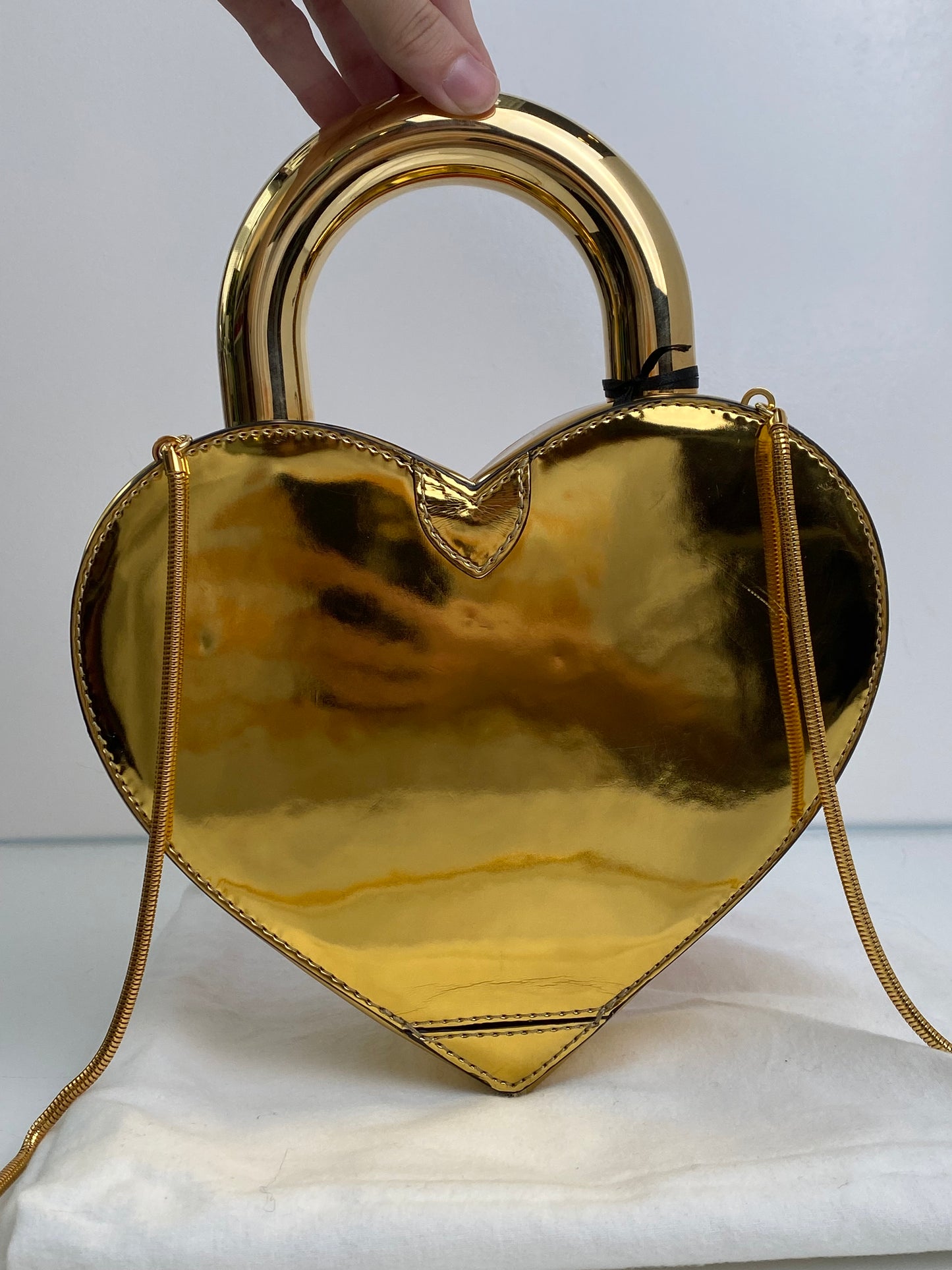 Moschino Couture Red & Gold Locked Heart Bag GHW
