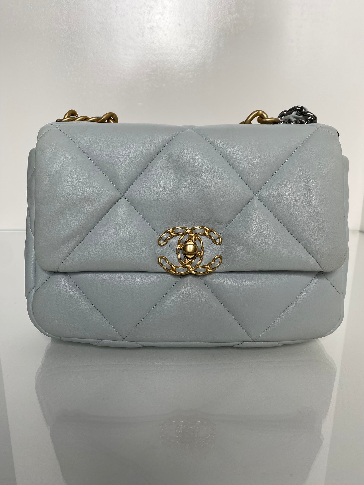 Chanel 19 Pale Blue Calfskin TTHW
